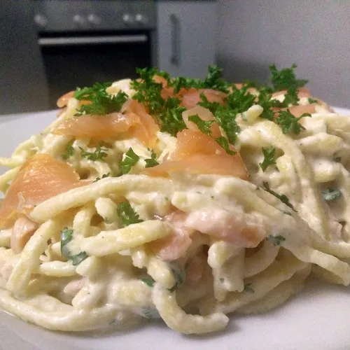 Pâtes au saumon fumé et à la crème