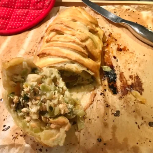 Feuilleté saumon poireaux