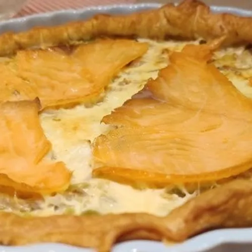 Quiche aux poireaux et saumon