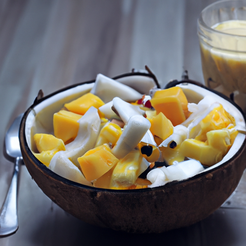 Salade de fruits exotiques à la noix de coco râpée