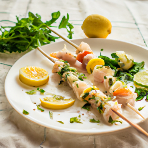 Brochettes de poulet marinées au citron et herbes fraîches