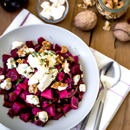 Salade de betteraves, chèvre et noix