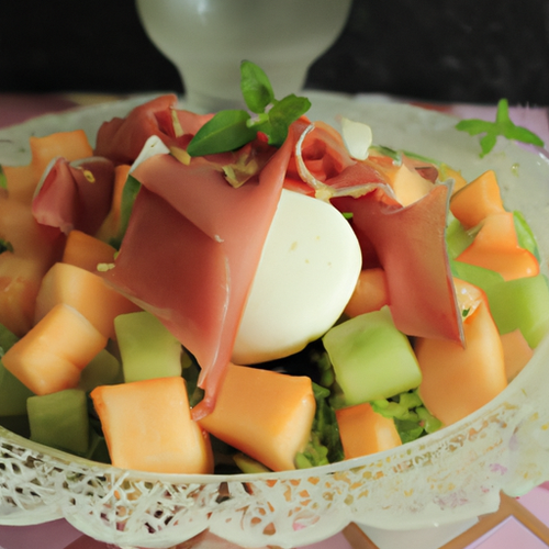 Salade de melon, jambon et mozzarella
