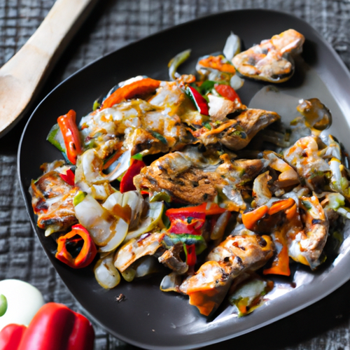 Poulet grillé aux poivrons rouges et oignons doux