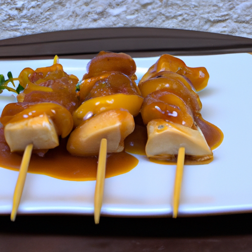 Brochettes de poulet marinées au miel et soja