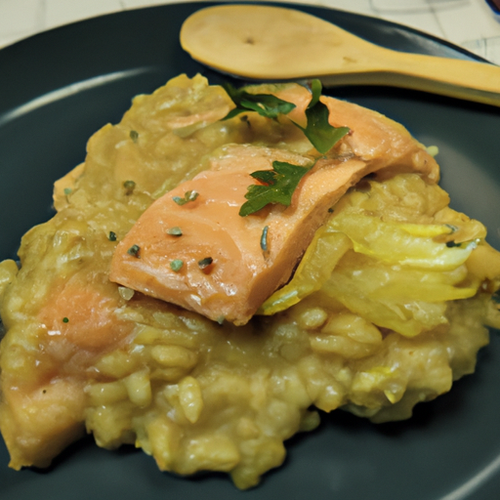 Risotto aux poireaux et saumon fumé
