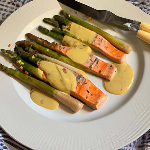 Saumon grillé à la moutarde d'aneth et aux asperges