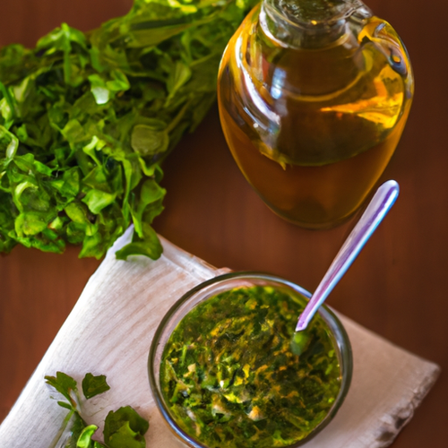 Sauce chimichurri fraîche à l'ail et au persil pour accompagner vos grillades de boeuf