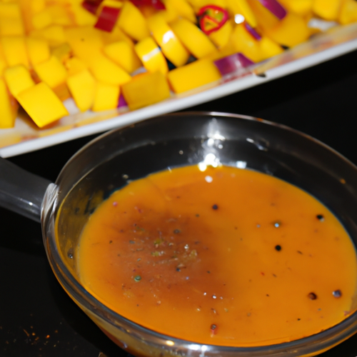 Sauce barbecue à la mangue et au piment: une sauce exotique à base de mangue, piments, vinaigre blanc et sucre