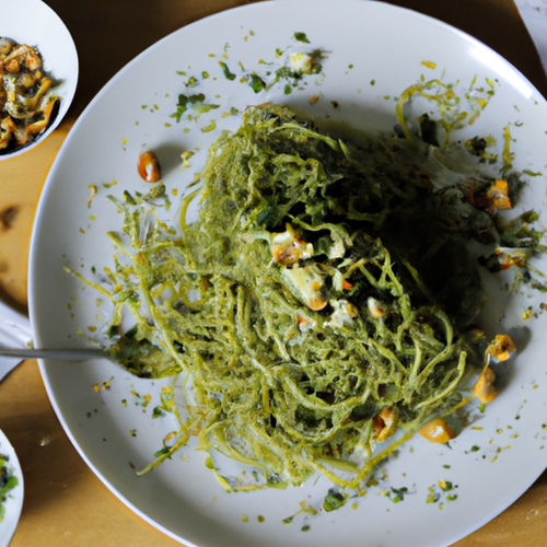 Spaghettis au pesto de roquette et noix