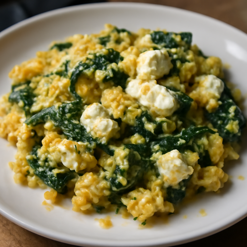 Brouillé d'œufs Libanais à la Feta et aux Épinards