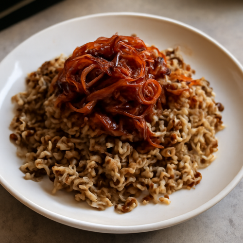 Mujadara, riz aux lentilles et oignons caramélisés