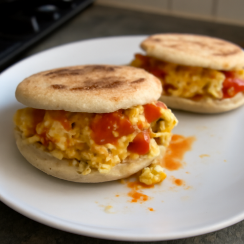 Arepas aux œufs brouillés du pays andin