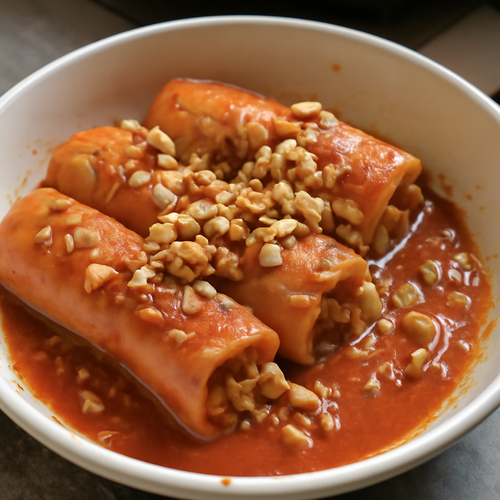 Roulés de Papaya au Chili et Cacahuète