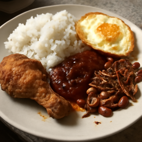 Nasi Lemak Traditionnel de Singapour au Petit-Déjeuner