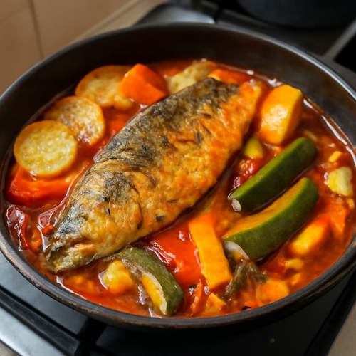 Tajine de poisson tunisien aux légumes