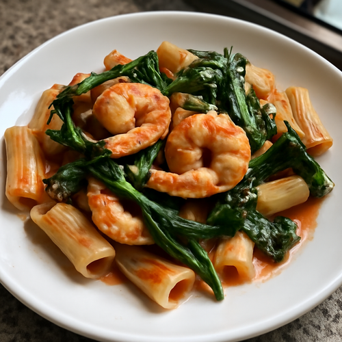 Pâtes à la Sicilienne avec Gamberi et Rampion